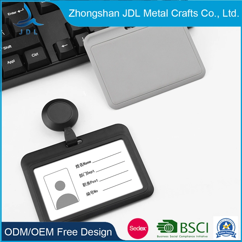 Bestom ABS Frosted Horizontal 54*86mm Plastic ID Card Holder with Thumb Slot, Transparent Office Badge Holder