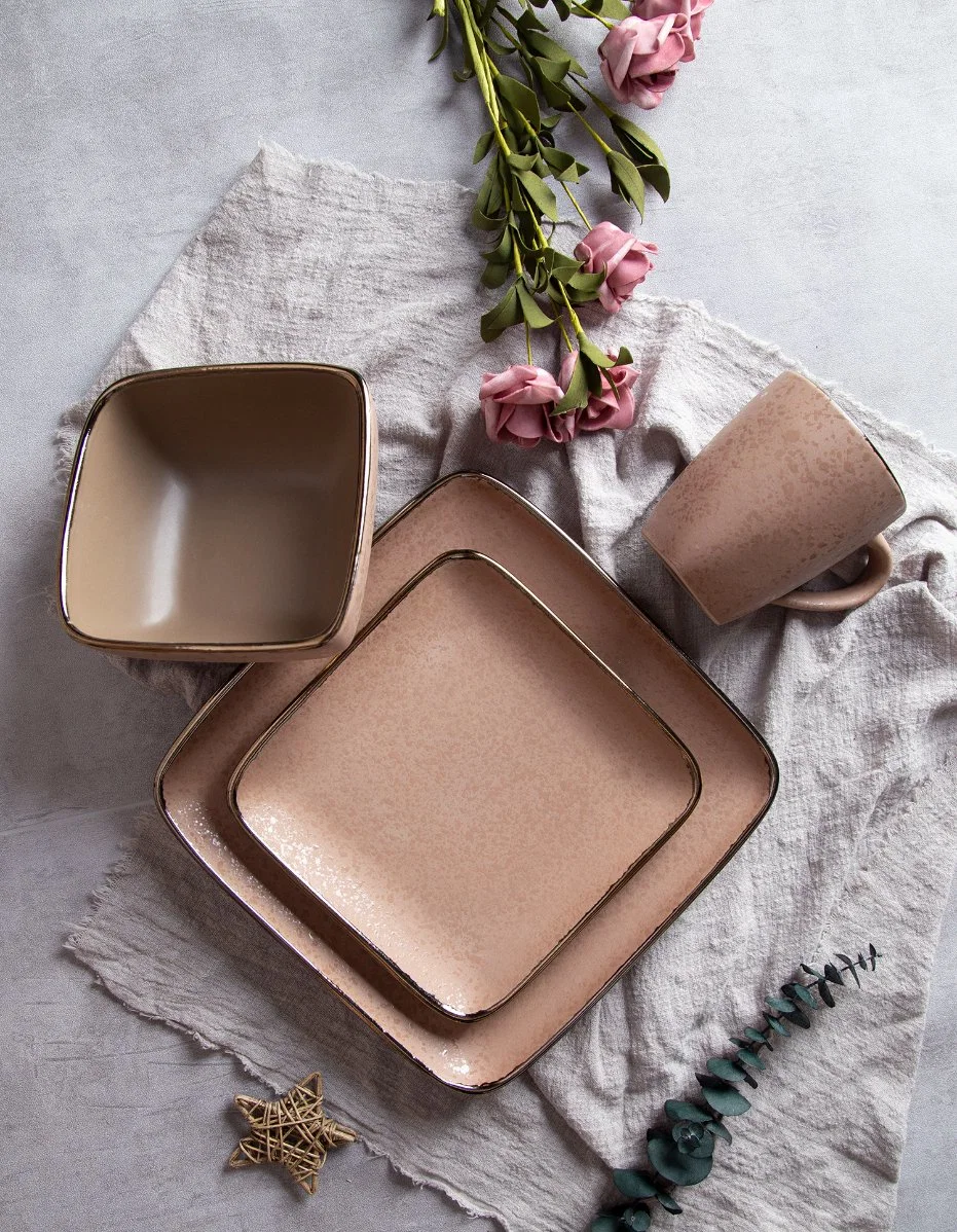 Matte Square Glaze Ceramics Stoneware Dinnerware Sets