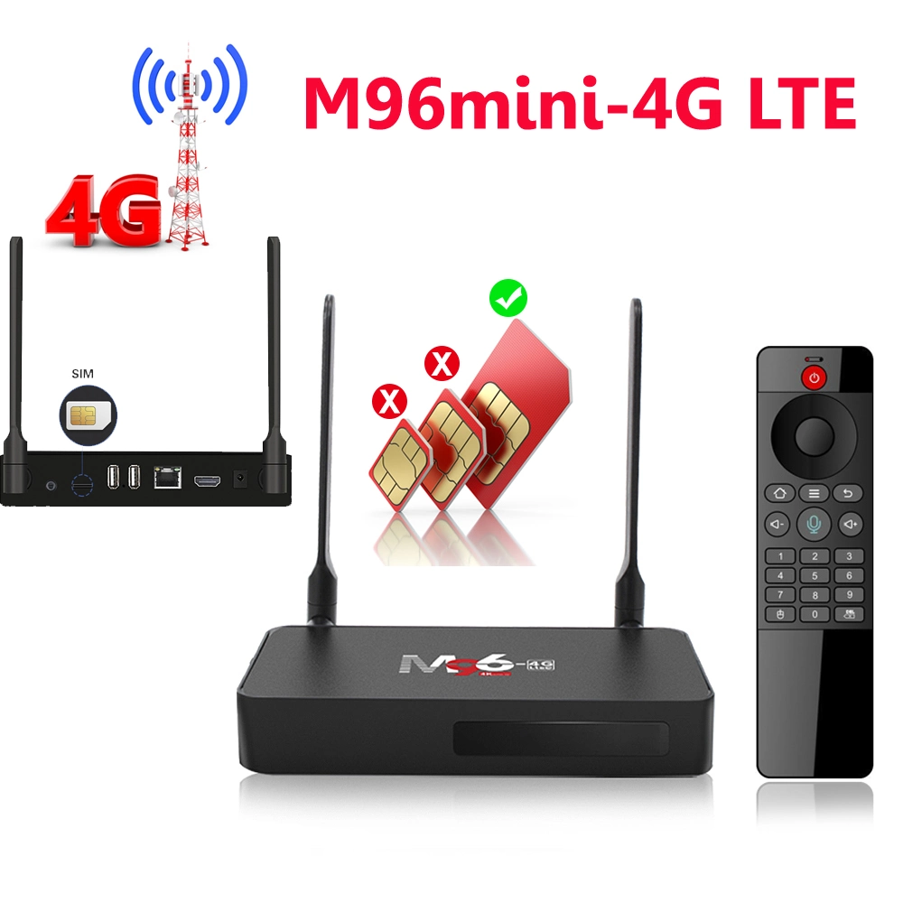 New Smart TV Box M96-4G LTE 2g16g Support SIM Card Bluetooth 2.4G 5g Dual WiFi Wireless IPTV Android TV Box