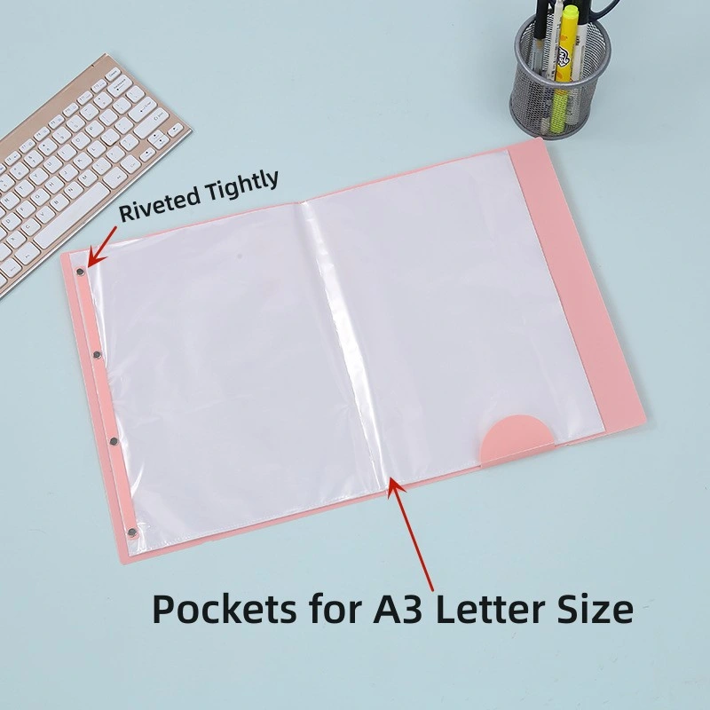 A3 PP File Folders with 30-Pocket A3 Sheet Presentation Interstitial Filing Folders Organizer, Multiple Pages File Organizer, File Folders