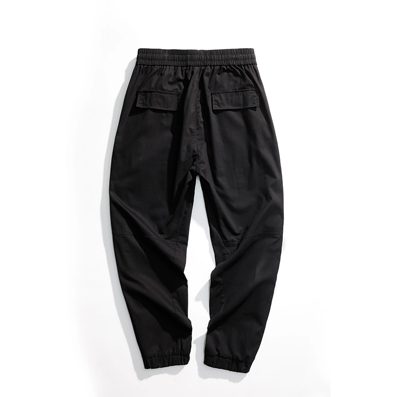 Mens Heavyweight Drawstring Cargo Pants Elastic Waist Relaxed Pockets