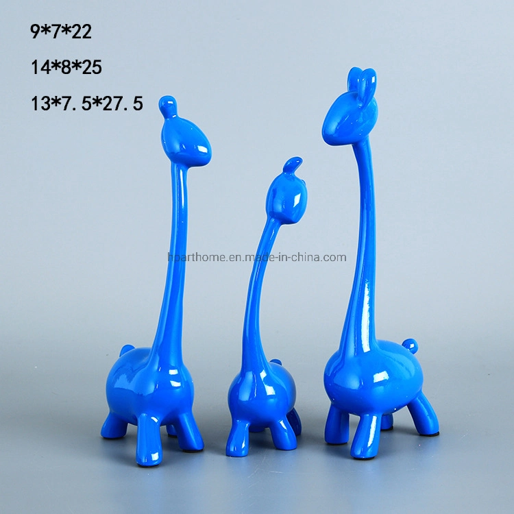 New Cartoon Natural Resin Giraffes Figurines Staues Set of Three