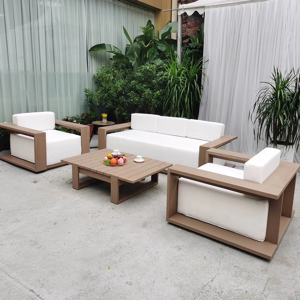 French Modern Style Outdoor Furniture Hotel Project Solid Wood Garden Sofa Set Furniture