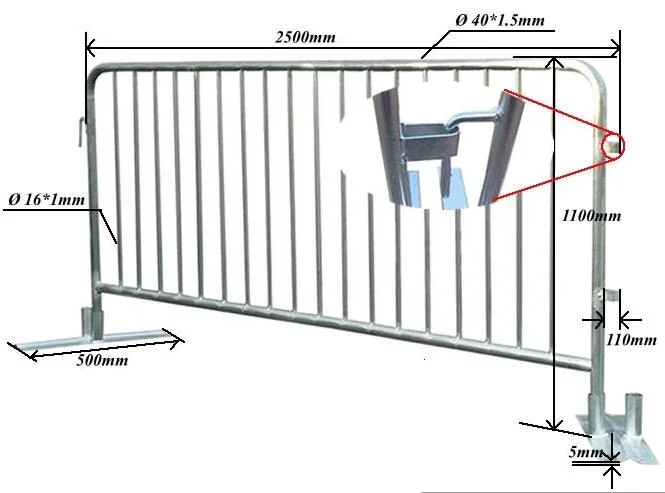 Galvanized Metal Steel Traffic Crowd Control Fence Barrier / Barricade (XM-33)