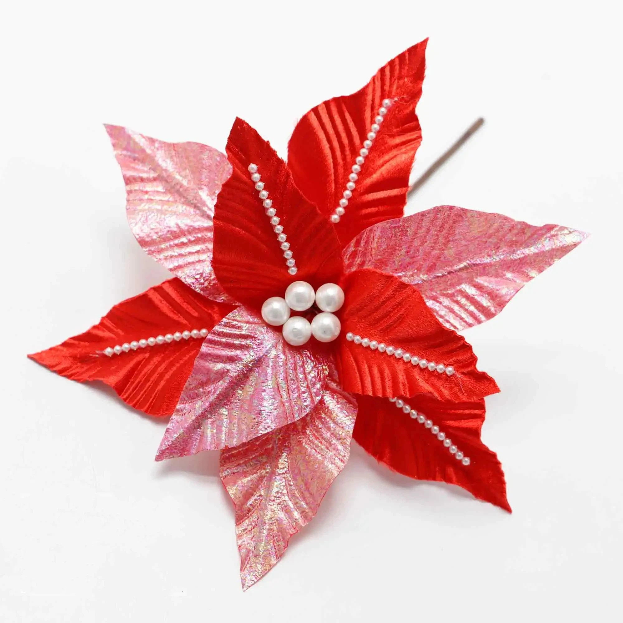 Wholesale Christmas Decorations Christmas Flowers Pearl Decoration Popular Poinsettia Artificial Flowers