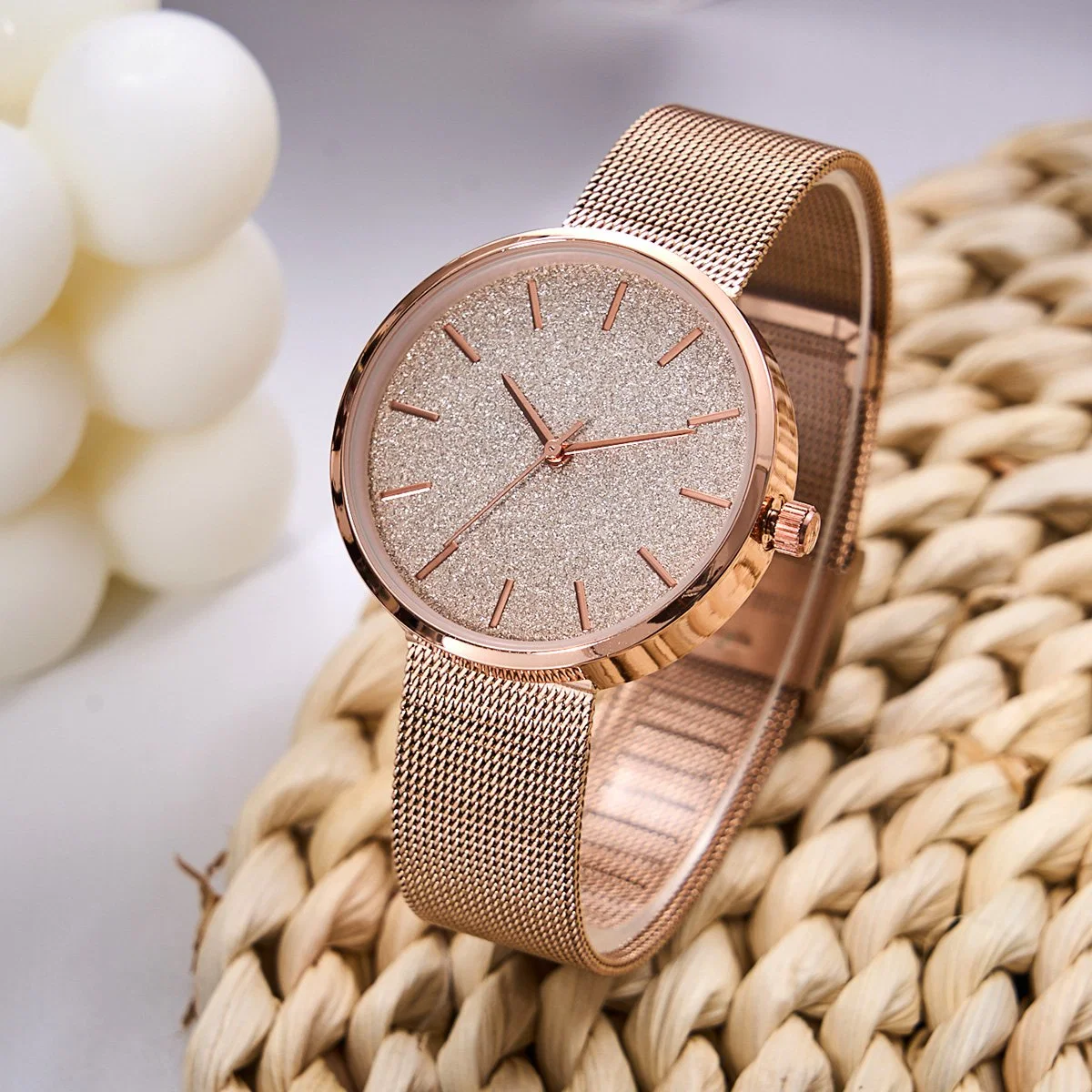 Shinning Glitter Dial Customized Casual Metal Watch Alloy Lady Watch