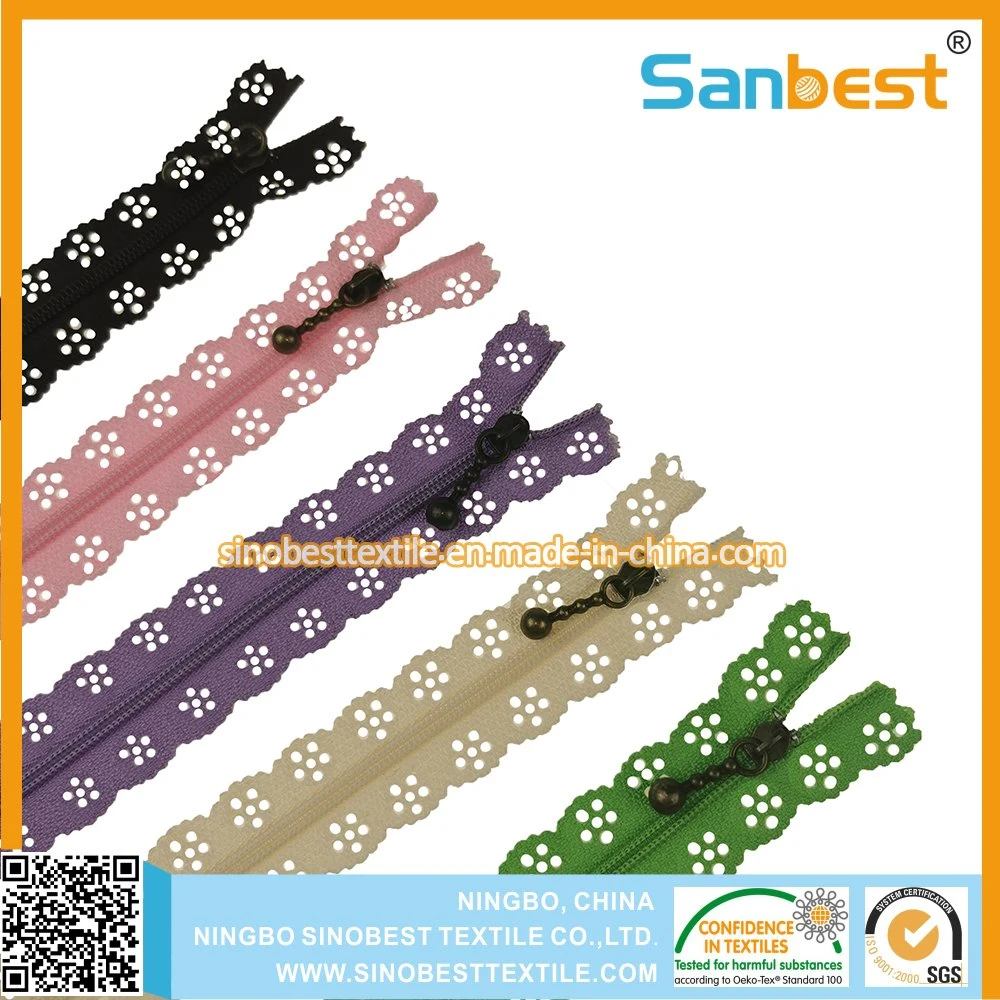 No. 3 Metal Lace Fabric Zipper for DIY and Dress