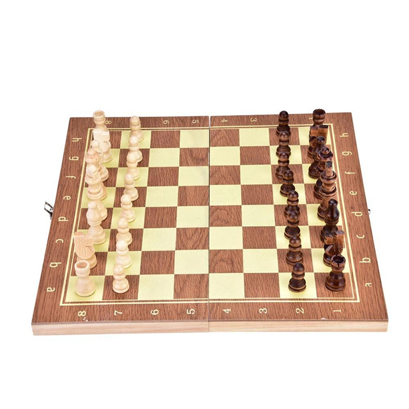 Hand Crafted Folding Wooden Chess Board Chessboard Travel Game Set Wooden Chess