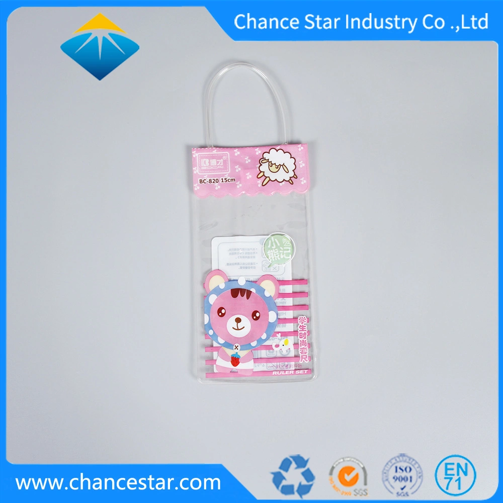 Custom Printed Stationery Packaging Clear PVC Handle Bag