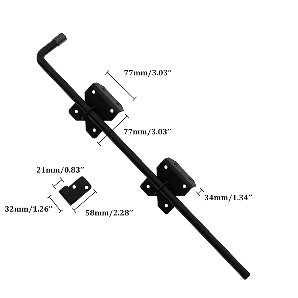 Stainless Steel Black Heavy-Duty Drop Rod for Garden Gate Fence Door Hardware