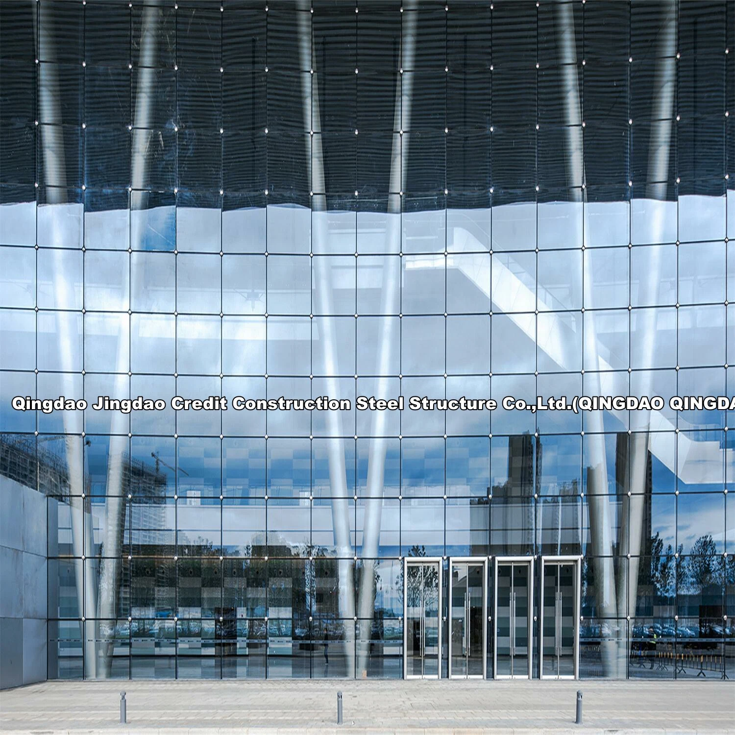 Glass Building with Steel Structure with Glass Curtain Wall, Glass Door, Glass Window