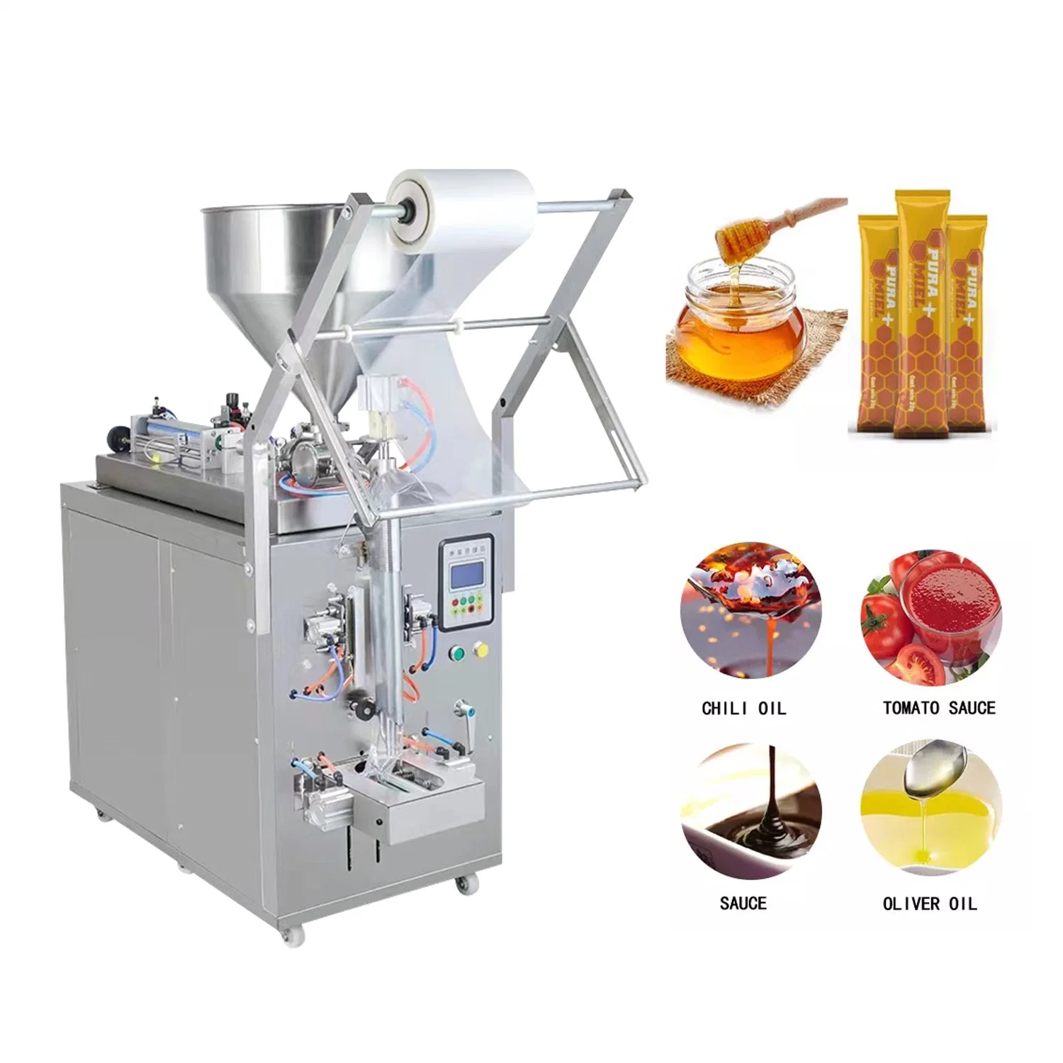 Automatic 3 Sides Sachet Honey Stick Filling Sealing Packing Machine Sauce Packets Packaging Machine