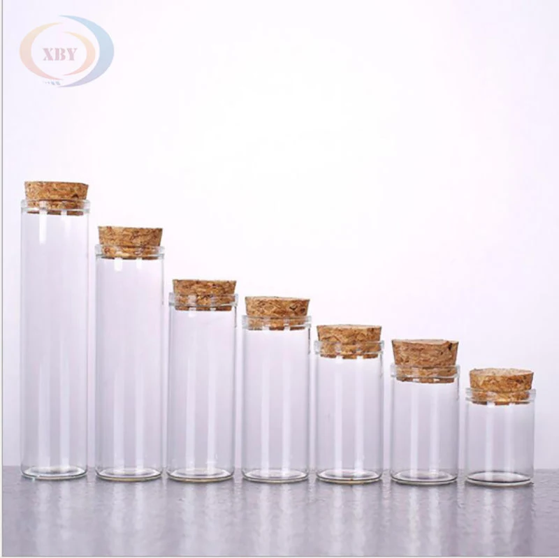 Custom Small Vials Transparent Glass Cork Bottle Jar Test Tube with Cork Top