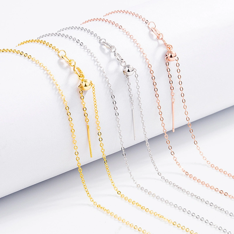 Wholesale/Supplier Universal Chain Trendy Gold Plating Plain Chains 925 Sterling Silver Cross/ Rolo/Beads Slide Necklace Suitable All Pendant Chain Jewelry