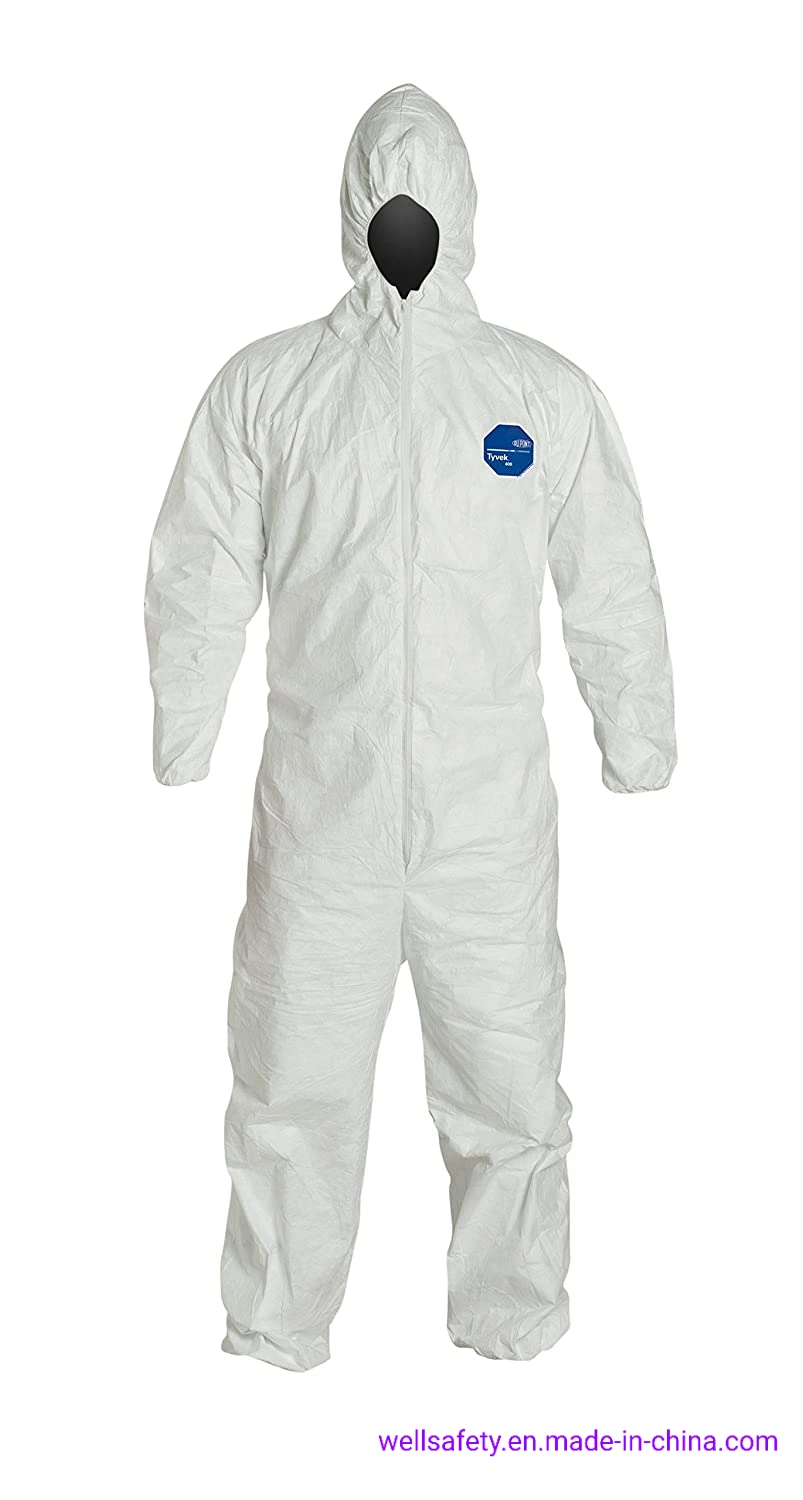 Type 5/6 Disposable Tyvek Coverall Non Woven Microporous Isolation Suit 65g Washable for Pet Hospitals Waterproof Reusable En14126
