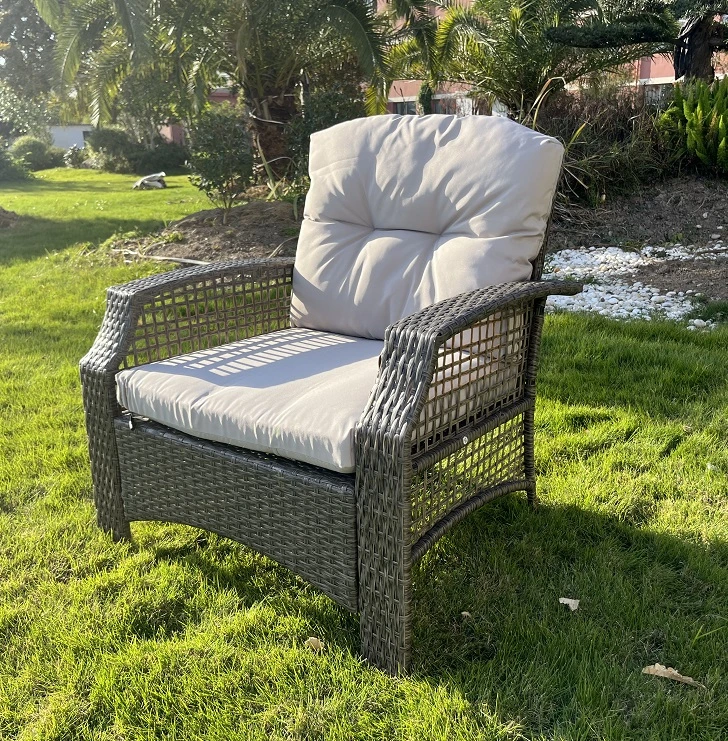 Mimbre Muebles de jardín al aire libre el mimbre sofá con mesa de vidrio