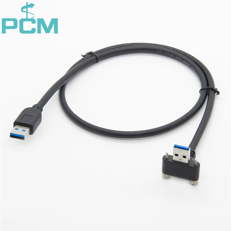 USB3.0 un macho de ángulo recto con cable de bloqueo de tornillo M2