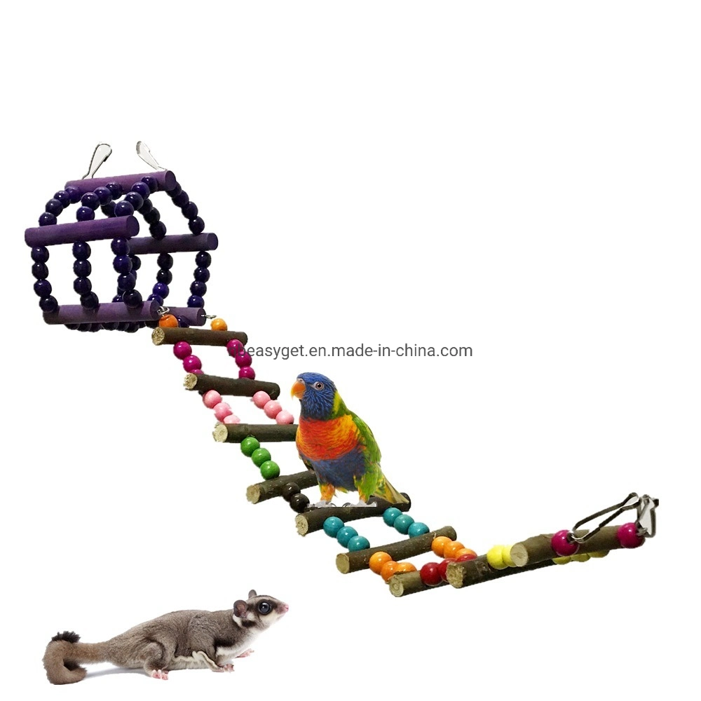 Colorful Bird Swing Toy Wood Perch Climbing Ladder Bird Hanging Accessories Esg16550
