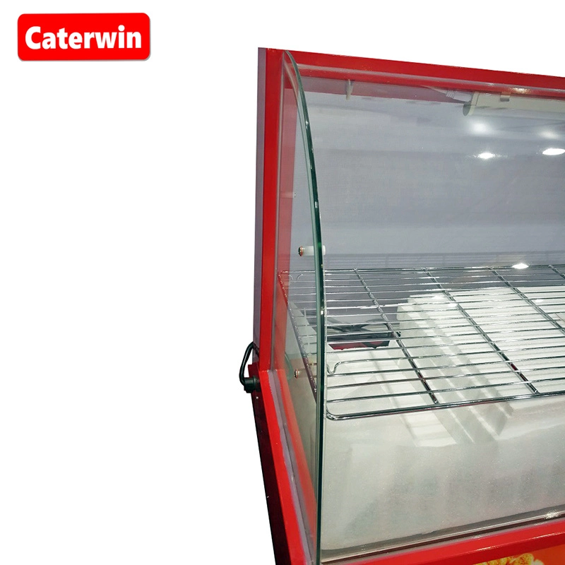 Caterwin Restaurant Equipment Kitchen Cabinet 3 Layer Bakery Bread Food Warmer Display Curved Glass Warming Showcase