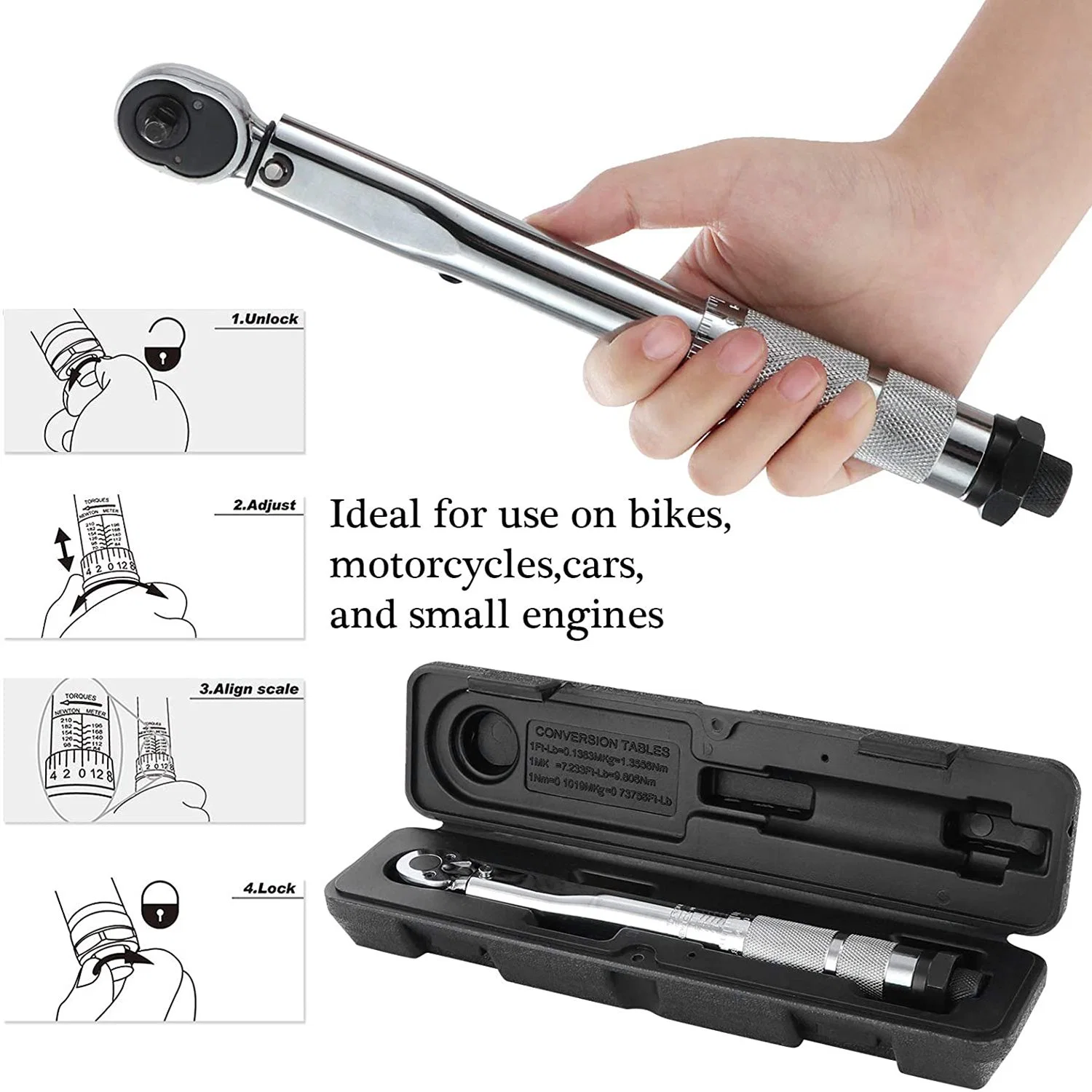 42-210Nm 1/2" de la herramienta de reparación de automóviles, bicicletas Carraca mano&amp; el mantenimiento de bicicletas, el Cuadrado de llave de carraca precisa de dos vías llave dinamométrica (48160058)