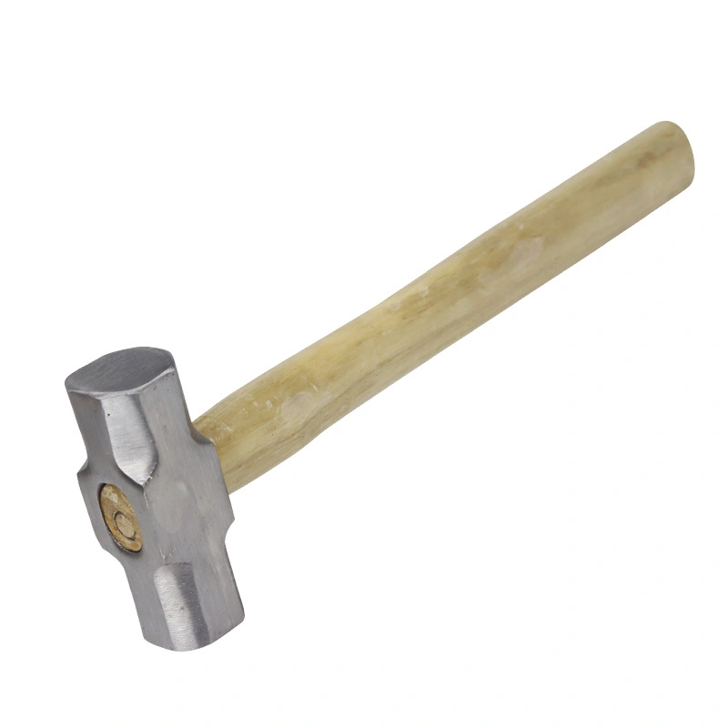 Ferramentas seguras martelo octogonal antimagnetico com cabo de madeira cabeça redonda Martelo
