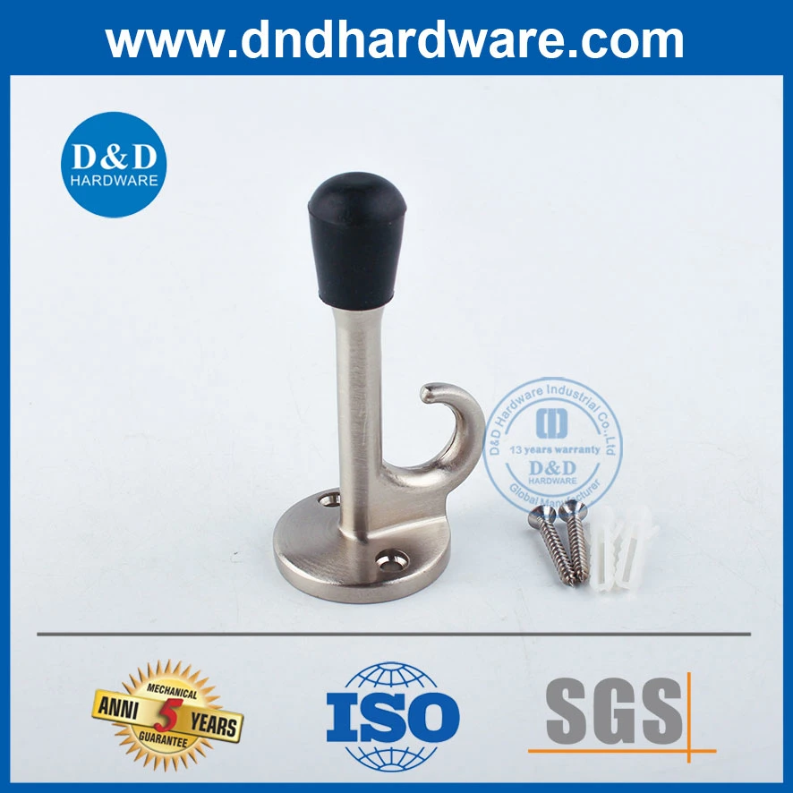 Popular Satin Nickel Toilet Door Use Stopper Fitting with Hook