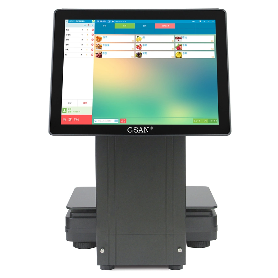 Dual Screen 15 Inch LED Touch PC POS Scale