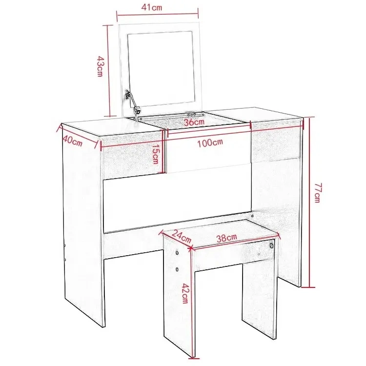 Stripped Classicism Furniture Dressing Wood Table Designs for Bedroom