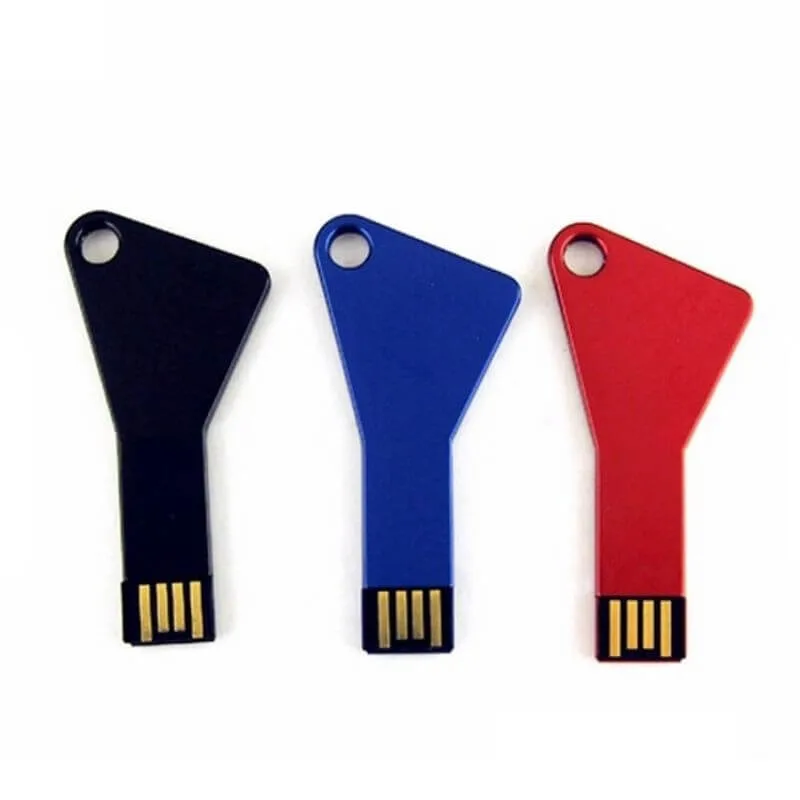 Colorful Metal Key-Shaped USB Stick Memory USB 2.0 Logo Customized Available