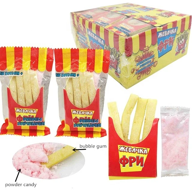 French Fries Sour Powder with Bubble Gum