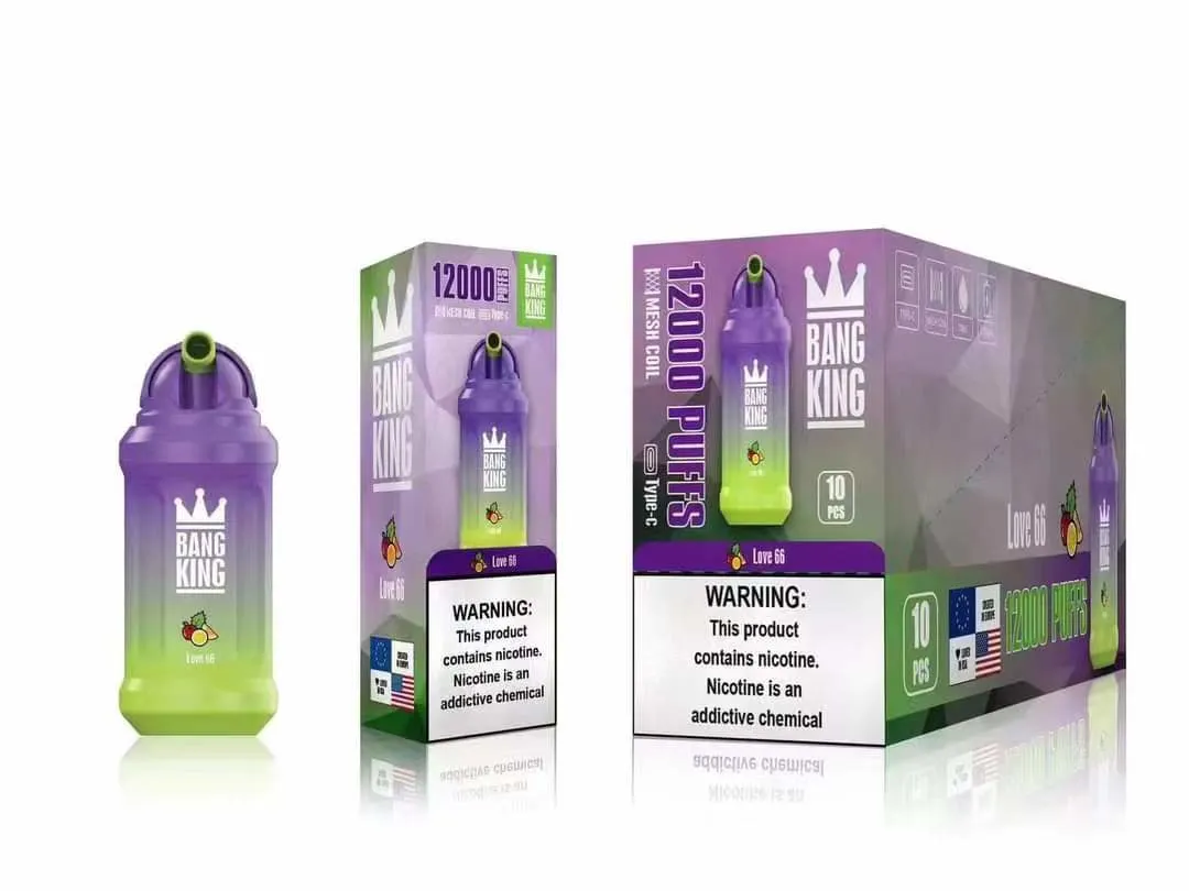 Bouteille sport originale Bang King 12000 avec saveur 20 Liquide pré-rempli 0% 2% 3% 5% évaporateur recharge bobine de maillage VAPE Pen Puffbars Puffbar Puffbar Fun 12K Vape