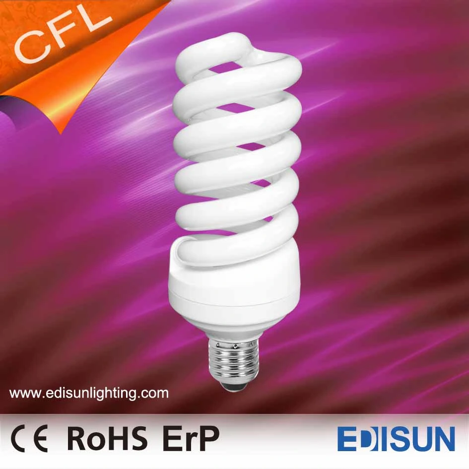 Ce RoHS Approved 100% Tricolor CFL Light Full Spiral 20W 25W 30W E27 Energy Saving Lamps