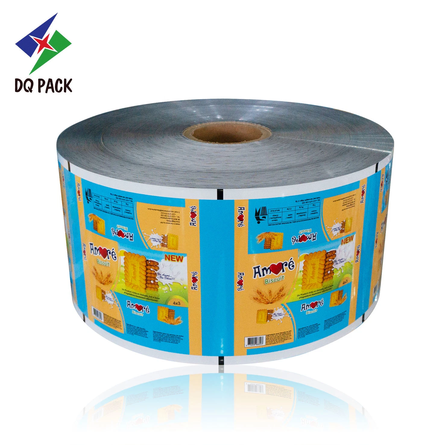 Dq Pack Custom Printed BOPP Plastic Food Packaging Roll Film for Biscuit