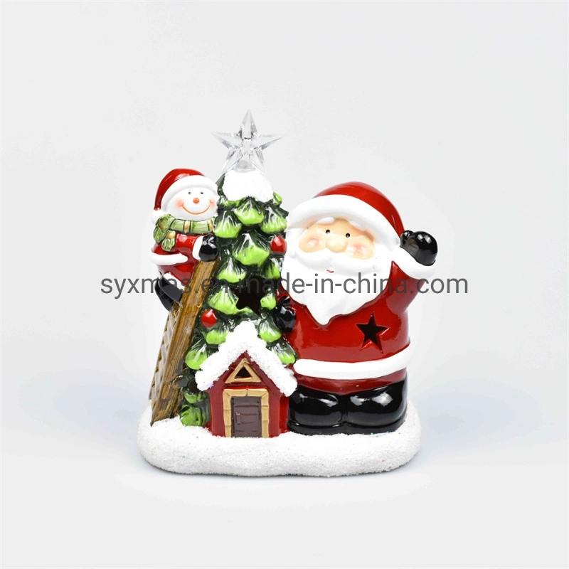 DIY Christmas Tree Decorated Ceramic Christmas Tree with Light Tabletop Christmas for Home Festival