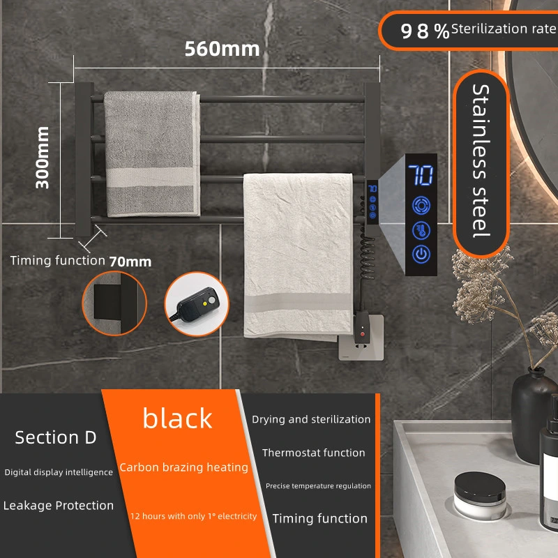 Accesorios de Baño toalla Barrido de secado Rack Acero inoxidable LED Baño eléctrico Toallero