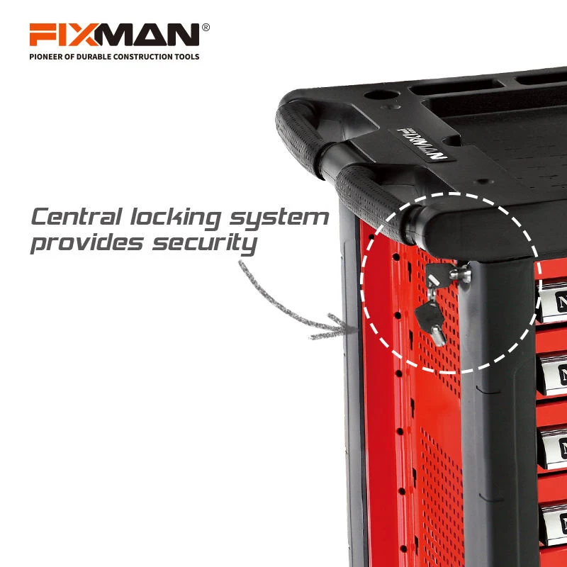 Fixman Combination 7 Drawer Red Roller Storage Mechanical Toolbox Tool Cabinet Trolley Tool Box