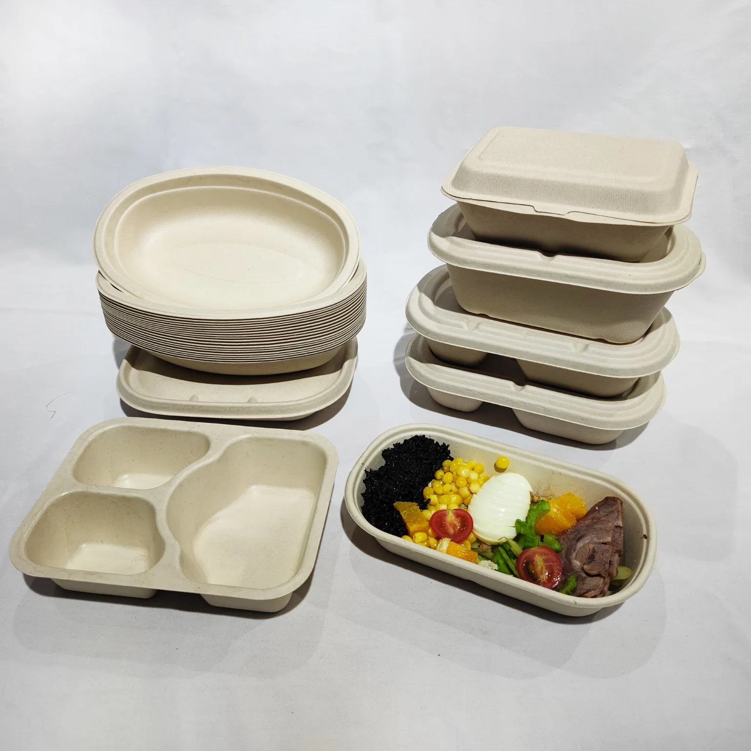 Degradable Disposable Lunch Box Bagasse Salad Takeaway Packaging Box Wholesale/Supplier