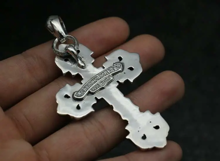 Sterling Silver Cross Necklace Hip Hop moda masculina accesorios de la calle de plata tailandesa colgante Retro