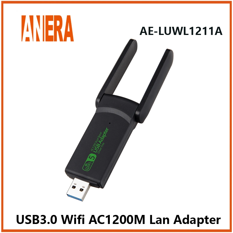 Adaptador WiFi de 5 GHz WiFi5 de 1200 Mbps USB 3.0 Dongle de banda dupla PLACA de rede Wi-Fi 802.11AC de 5 g.