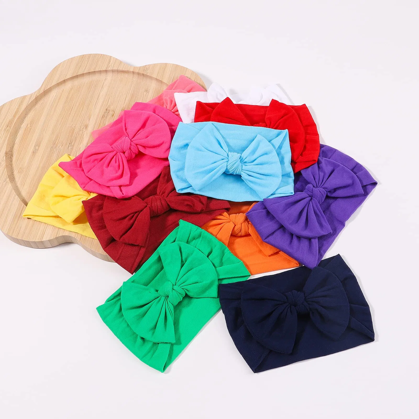 20PCS Baby Girls Nylon Headbands Turban Hair Bows Hair Band Elastic Hair Accessories for Kids Toddlers Infants Newborn (Light Color)