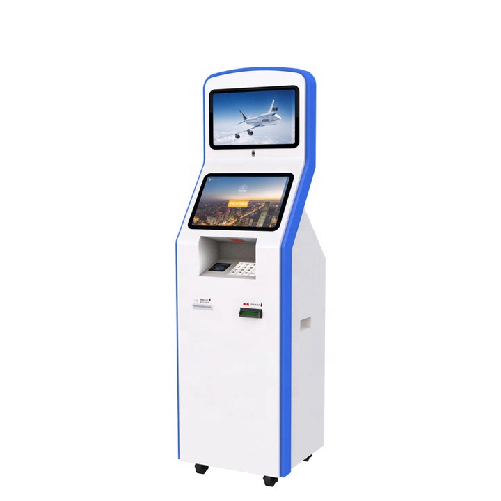 Dual Screen Room Card Dispense Hotel Check in Kiosk with Passport Scanner