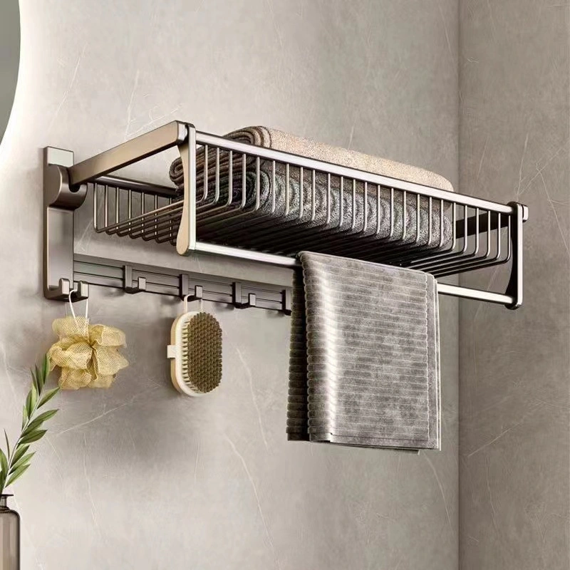 Bathroom Accessories Basket Towel Rack Hardware Hanging Gun Gray Towel Rack Set