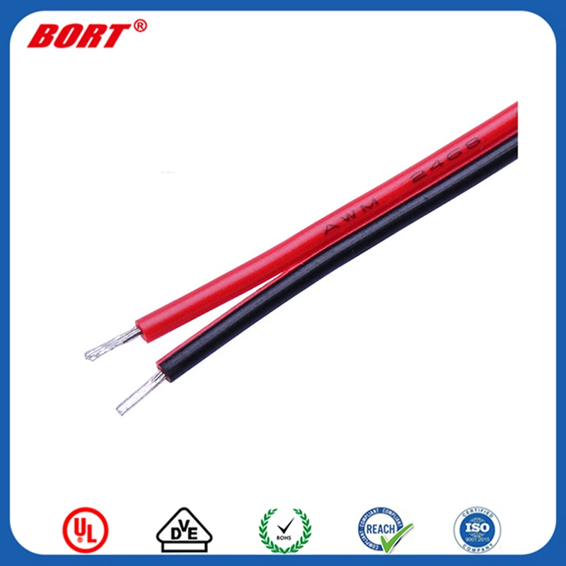 Stranded UL 2468 PVC 2pin Red Black Flat Ribbon Wire Cable