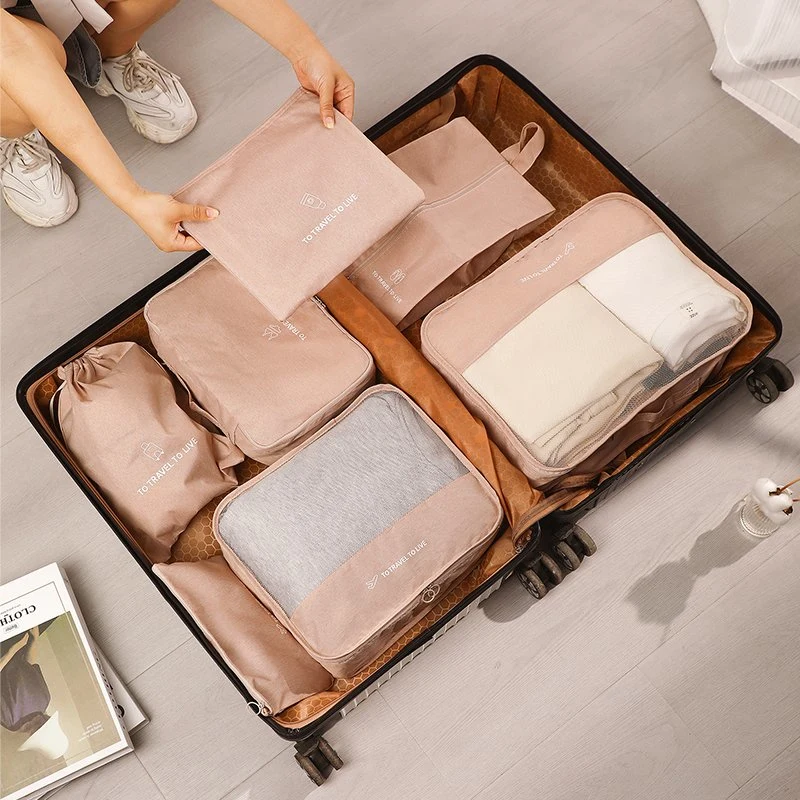 7pcs/Set Embalaje cubos equipaje Conjuntos impermeable de viaje Organizador Bolsa Para Suitcase