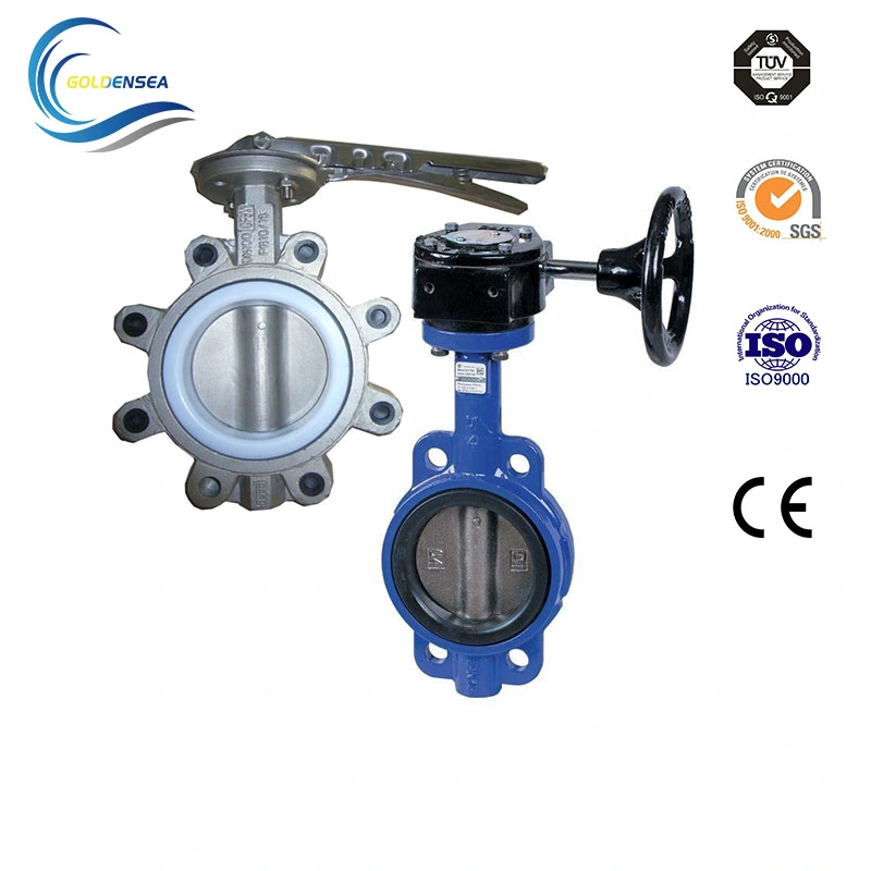 Pn10 DN150 Ductile Iron Pneumatic PTFE Wafer DIN Butterfly Valve