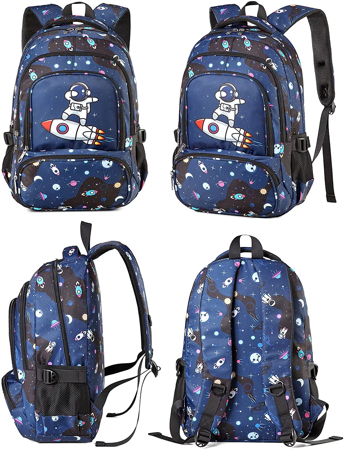 Bolsas de la escuela primaria con Astonauts imprime el espacio exterior jardín de infantes Bookbag Barco