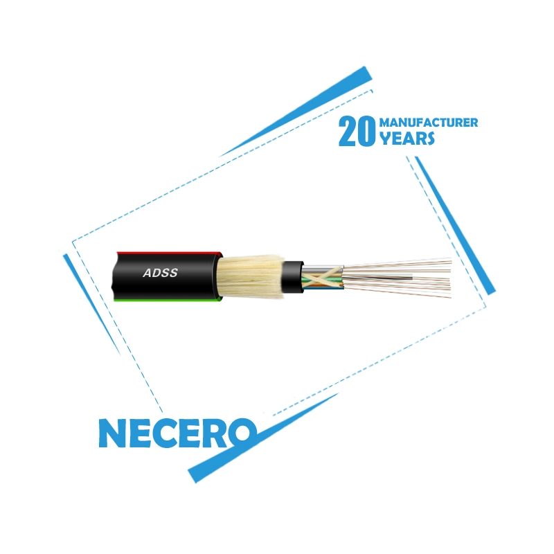 Necero Communication Single Mode G652D 24 Core 96core 144core ADSS Optical Fiber Cable.