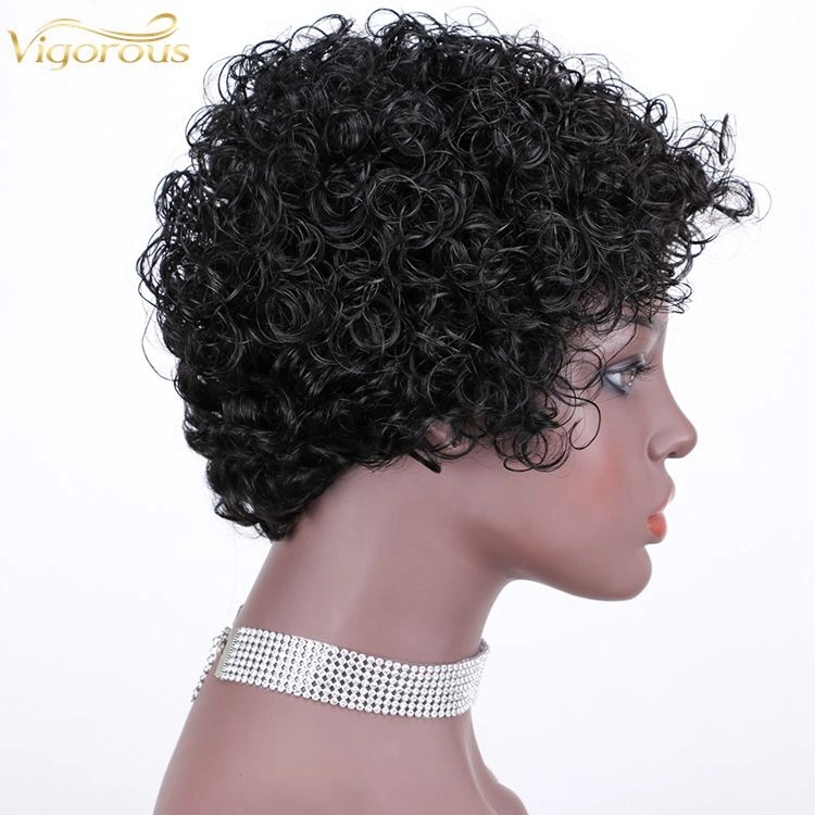 Cheap Short Bob Afro Curly Pixie Cut Wave Brazilian Real Human Hair