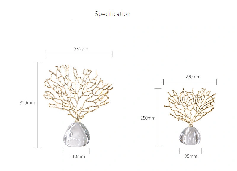 Simplicidade Home Metal Acessórios Artesanato arte coral com base em cristal Sala decoração doméstica