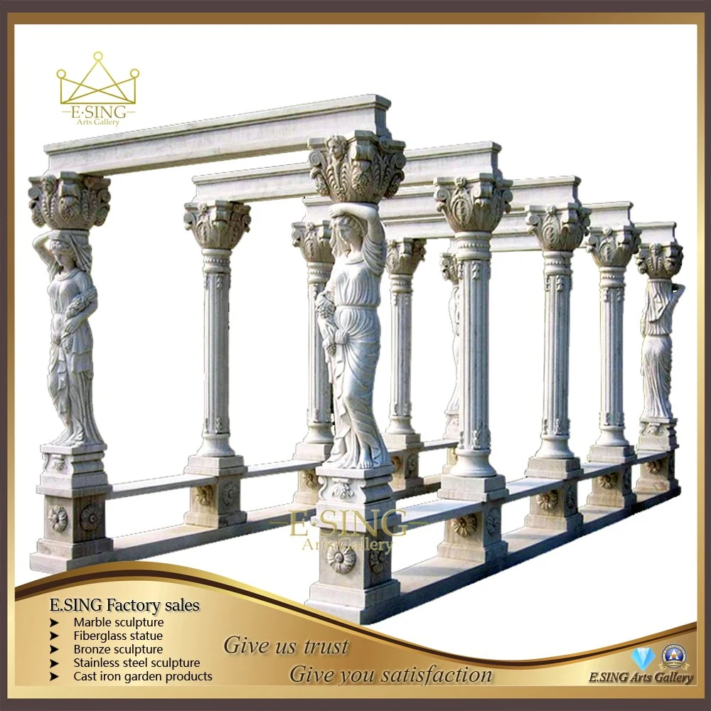 Outdoor Decorative Sculpture Metal Roof Marble Stone Gazebo for Sale